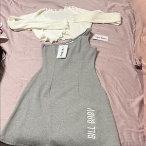 SHEIN Gray Dress with White Ribbed Top